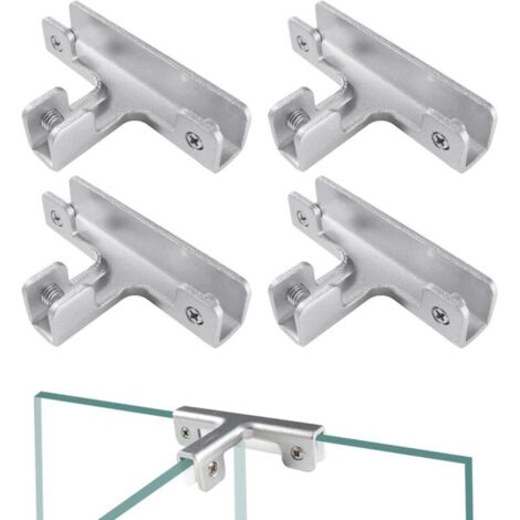 Lntyq 4 Pièces 11.5mm Pince à Verre, Clips a Verre en Alliage D'aluminium, Supports de Serrage Réglables pour Verre, Clip de Fixation du Verre, pour Verre de 8-10 mm D'épaisseur, Forme de T