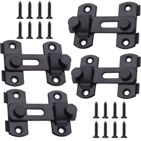 Lntyq 4 Pièces Verrou de Porte Coulissante Interieure, Petite Serrure de Porte Sécurité, Loquet de Porte en Acier Inoxydable, Serrure Porte en Acier Inoxydable Loquet, pour Fenêtre, Jardin et Porte