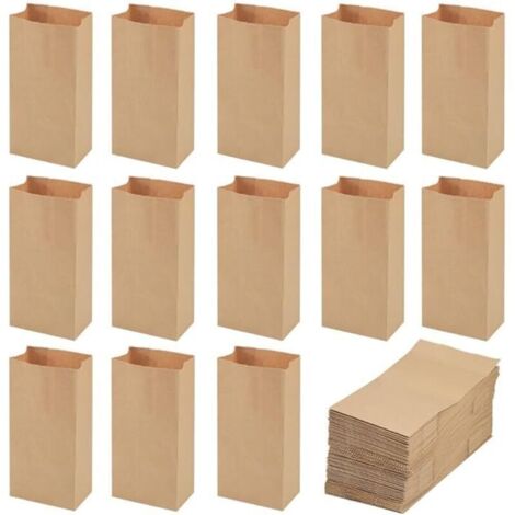 Lntyq – Lot de 100 sachets en papier kraft 9x5,5x18 cm – Sac cadeau marron pour bonbons et petits objets – Écologique et durable