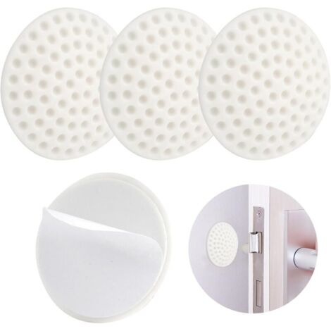 Lntyq Lot de 4 Butoirs de Porte Blancs Autocollants, Protection Murale Robuste pour Portes Lourdes, Poignée de Porte Invisible, Facile à Installer, Butoir Mural Durable et Discret,Matériel de silicon