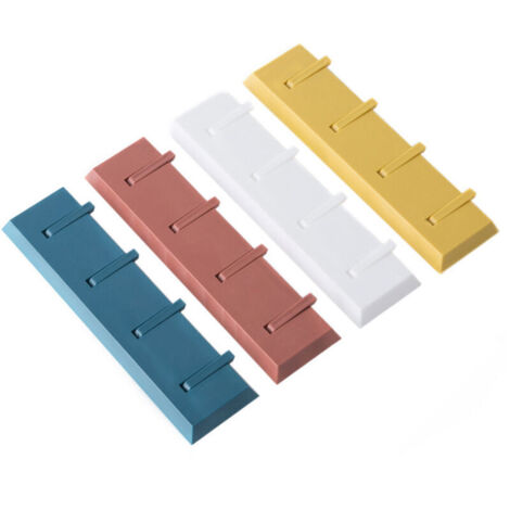 Lntyq Lot de 4 Patère adhésive avec 4 crochets, crochets muraux autocollants, extra solides, pour porte-manteau, salle de bain, sans perçage, porte-serviettes, crochet mural (1/5)