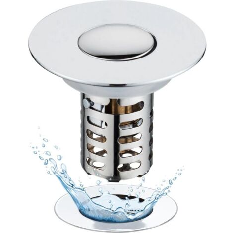 Lntyq Bonde de lavabo pop-up 3 en 1 avec tamis et panier filtrant amovible en acier inoxydable - Bouchon de lavabo pour lavabo de 30 à 59 mm (1/5)