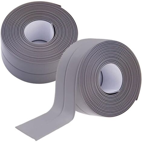 Lntyq 2 Rouleaux Joint Douche Adhésif Joint Silicone Salle De Bain Gris PVC Bande Etancheite Autocollante Anti Moisissure Joint Porte Douche pour Cuisine Toilette Fenêtres (1/5)