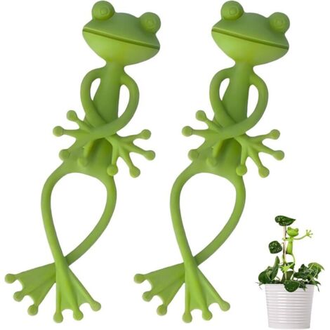 Lntyq Pflanzenhalter in Froschform, grün, 14,3 x 15,4 cm, niedliche Wandclips für drinnen und draußen, 2 Stück