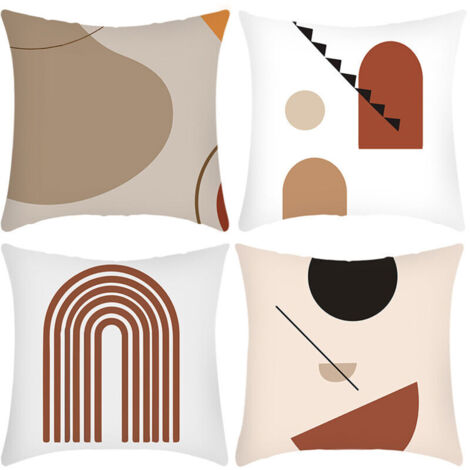 Lntyq Housse de Coussin 45x45cm Canapé Decoratif Carré Lin Taie d'oreiller Moderne Housses de Coussin pour Maison Salon Chambre Décoration D'intérieur, Ensemble de 4 pièces Art abstrait, 18x18in