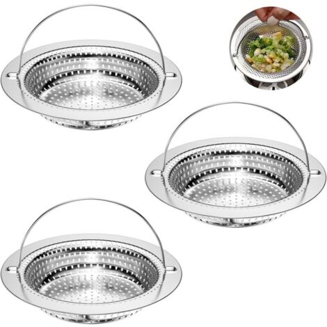 Lntyq 3 Pcs Bouchon Evier Cuisine, Filtre Cheveux Douche, Grille Evier Cuisine, Filtre Évier en Acier Inoxydable, Crépine d'Évier Lavabo, Filtre de Vidange, Tamis pour Évier de Cuisine/Salle de Bain (1/5)