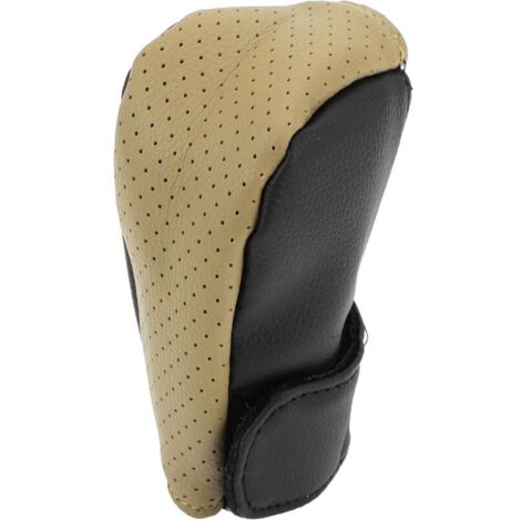 Lntyq Couvre Levier Vitesse, Pommeau Levier De Vitesse En Cuir, Couvre Poignée De Pommeau Levier Vitesse, Anti Dérapant Couverture Boutons Pour La Plupart Des Transmissions Manuelles(Noir/Beige) (1/5)