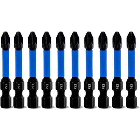 Lntyq Jeu de Embouts Tournevis de Pozidriv Professionnels 10Pcs Longueur 50mm Embouts Visseuse PZ2 Magnétique à Choc avec 1/4" Hexagonale Tige (1/5)