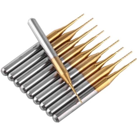 Lntyq 10 pcs 3.175mm Fraise CNC en Carbure de Tungstène Fraises Rotatives 0.6mm Tige Droite pour Gravure