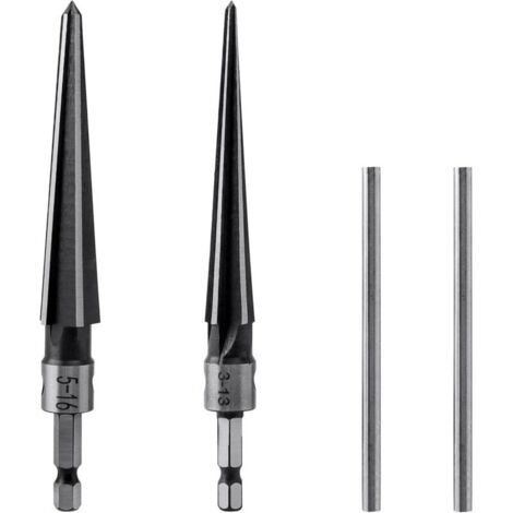 Lntyq Lot de 2 alésoirs coniques 1/4" en forme de T - En acier au carbone - Alésoir à main pour frotter avec un diamètre de 3 à 13 mm, 5 à 16 mm