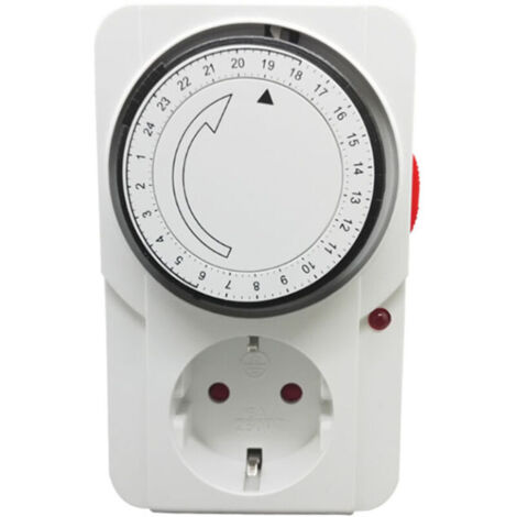 Lntyq Minuterie Programmable,Programmeur journalier mécanique inter.Voyant 3000 W.Prise programmateur journalier mécanique, couleur blanc,16A (1/4)