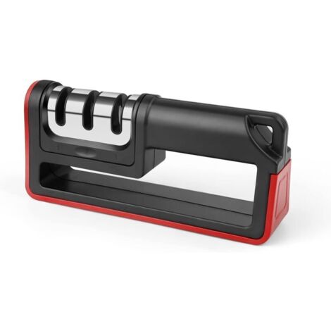 Lntyq Aiguiseur de Couteaux, Aiguiseur Manuel Professionnel avec Pierres à Aiguiser à 3 Niveaux en Carbure de Tungstène, Céramique et Diamant avec Manche Ergonomique Antidérapant