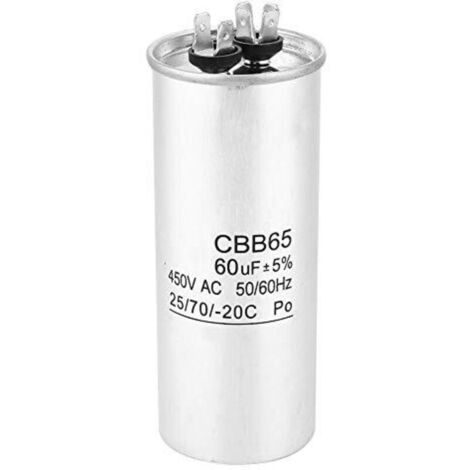Lntyq – Condensateur de démarrage compresseur climatisation 450V 60µF – Résistant à haute température – Performances d'auto-guérison - CBB65