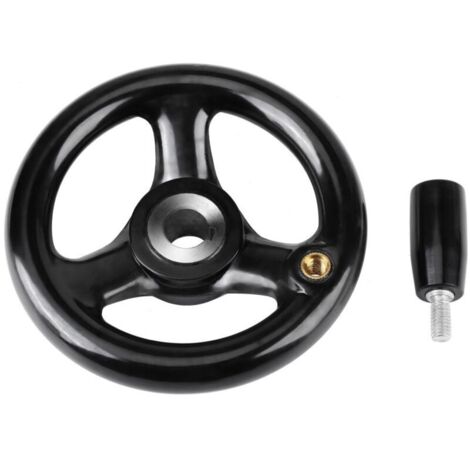 Lntyq Volant pour Fraiseuse, Roue à Main pour Fraiseuse Volant à 3 Branches à Poignée Tournante 12  100mm pour Machines-outils, Tour, Fraiseuse (Noir)