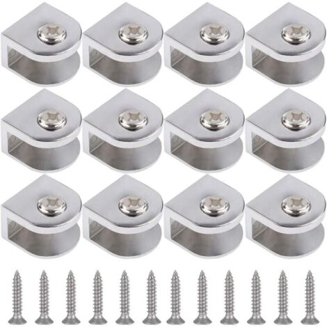 Lntyq 12 pièces de pinces à verre,support de verre réglable,pince de support de verre,support de cloison en verre réglable,peuvent installer de l'argent en verre de 3 à 10 mm d'épaisseur