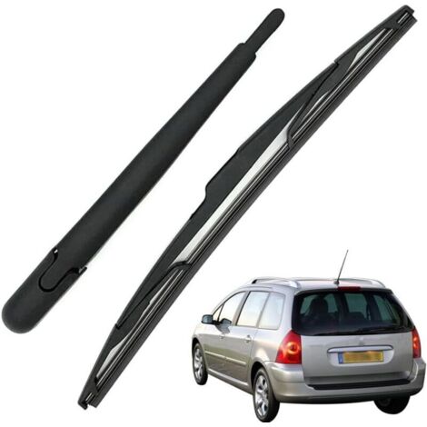 Lntyq Bras Essuie Glace Arrière et Balai Essuie Glace, Arrière de Bras d'Essuie-Glace en Caoutchouc Naturel Toutes Saisons Kit Remplacement pour Peugeot 307 2001-2008