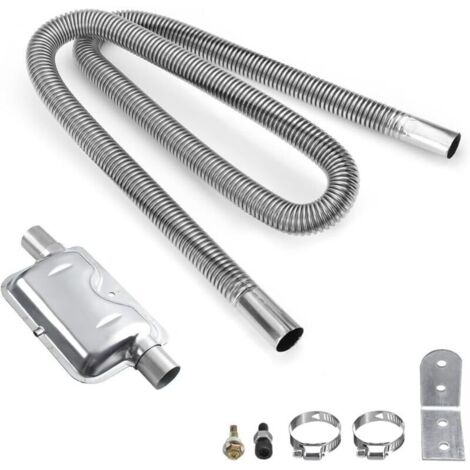 Lntyq Kit de silencieux de chauffage de stationnement, silencieux d'échappement en acier inoxydable avec tuyau, silencieux de chauffage à air diesel universel pour générateur d'énergie automobile