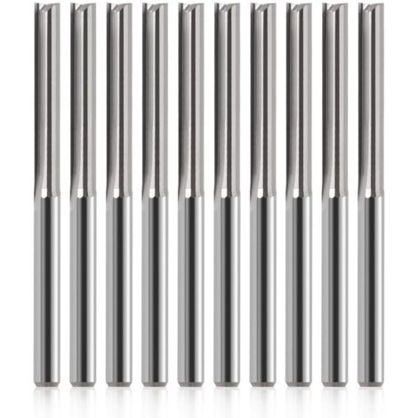 Lntyq Fraise 1/8" Fraise Droite 1/8" Tige Droite Rainure Fraise à Tige Fraise à 20mm /40mm pour MDF PVC Acrylique Panneaux de particules Bois 10pcs