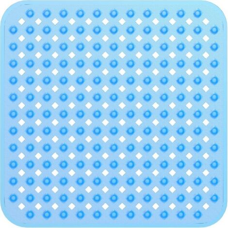 Lntyq Tapis de douche carrés Tapis de bain antidérapants avec tapis de salle de bain de sécurité à ventouse, Tapis de douche pour enfants en caoutchouc antibactérien avec trous de drainage,53 × 53cm