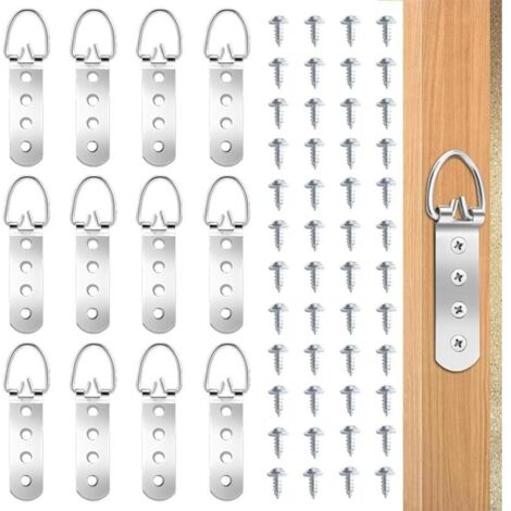 Lntyq Lot De 12 Cintres Pour Tableaux Lourds Avec Anneau En D Pour Miroir, Avec 48 Vis 4 Trous Robustes Pour Suspendre Des Cadres D'Œuvres D'Art