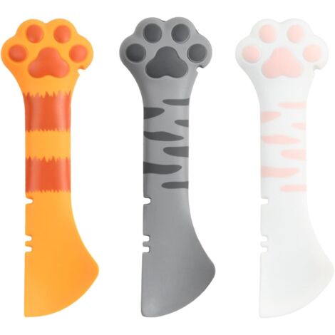 Cuillère pour aliments humides pour chats, petite spatule multifonction pour boîtes de nourriture pour chats, ouvre-boîte en silicone pour aliments pour animaux, mini-spatule mignonne en forme de patt (1/5)