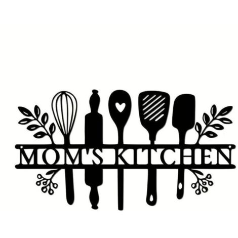Décoration murale en métal, décoration murale en fer avec logo de cuisine, décoration creuse, convient pour la cuisine, la salle à manger, l'intérieur et l'extérieur, 35x19 cm (1/4)