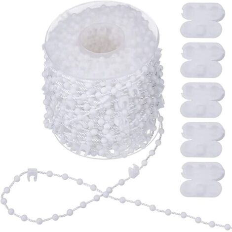 Chaînette de 20 m pour store vertical - Accessoires pour stores verticaux et 5 connecteurs pour cordon - Chaînette inférieure pour lames de 89 mm, blanche (1/2)