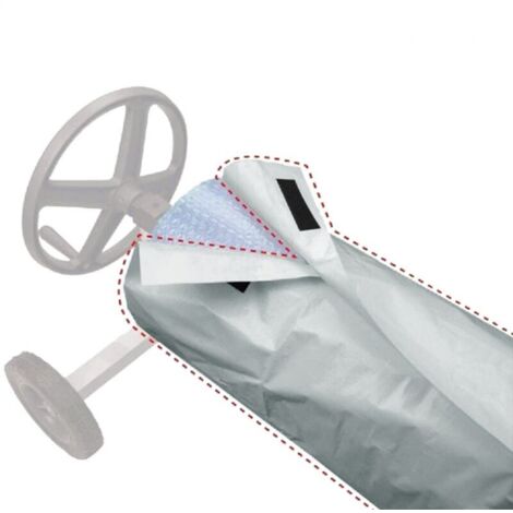 Bâche de piscine en tissu imperméable, enroulable, protection solaire, protection contre le vent, la pluie, la poussière et les UV – 490 x 96 cm, gris (1/3)