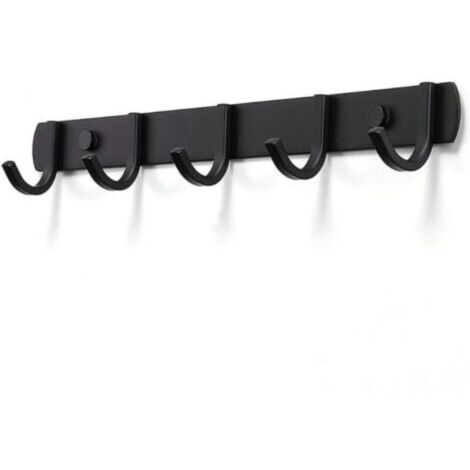 Porte Manteau Mural, Patères Porte Manteaux Design En Acier Inoxydable, Patères Salle De Bains Solide pour Chambre Bureau Noir (5 Hook) (1/5)
