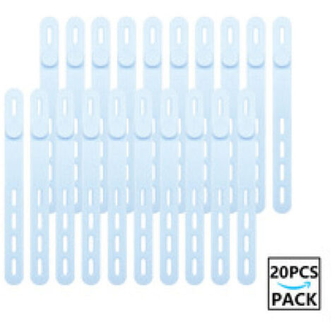Lot de 20 serre-câbles en silicone réutilisables et lavables avec boucle de verrouillage, sangles de fixation réglables, organiseur de câbles multi-usages à haute élasticité (bleu) (1/5)
