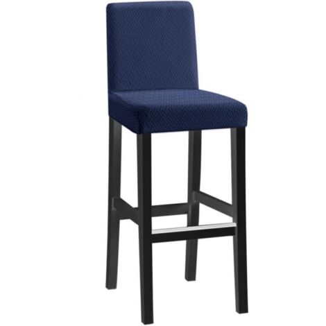 1pcs short back long checkered jacquard chair covers - Bleu marine, one-piece stretch chair covers, modern and durable, suitable for home hotel restaurant banquet kitchen decoration (1/4)