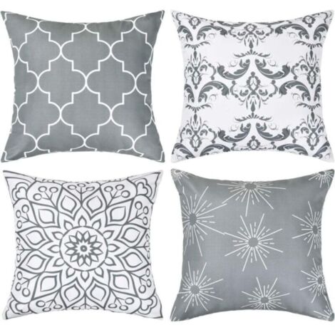 Un ensemble de 4 housses de coussin, 45 x 45 cm, taies d'oreiller pour canapé, convenant aux canapés et aux chambres, grises (1/5)
