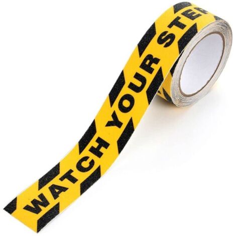 Ruban adhésif antidérapant en PVC pour marquage au sol Ruban d'avertissement de danger pour entrepôts, Color : Watch you step, Size : 5cm x 5m (1/5)