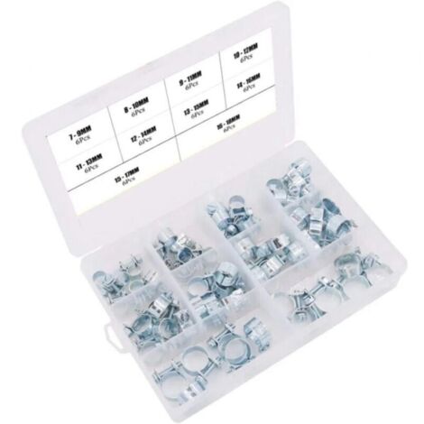 60 mini colliers de serrage pour tuyaux essence/diesel, 10 tailles, style européen, cercle de gorge (1/5)