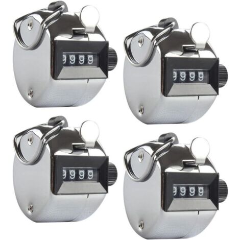 Compteurs manuels à quatre chiffres en métal, 4 pièces, compteurs mécaniques portatifs à clic numérique, pour le sport, le stade, les entraîneurs, les arbitres, les événements scolaires, de 0 à 9999 (1/5)