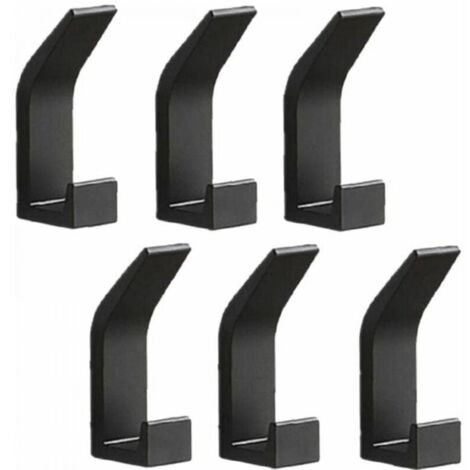 Lot de 6 patères murales en aluminium sans perçage, porte-serviettes, noires (1/4)