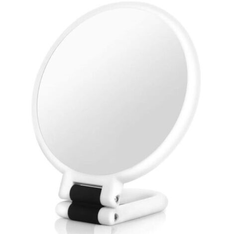 Miroir Grossissant x 40 Double Face Miroir Pliable avec Poignée, Miroir de Maquillage à Main de Coiffeurs Miroir Pliant pour Divers Détails(Blanc) (1/5)
