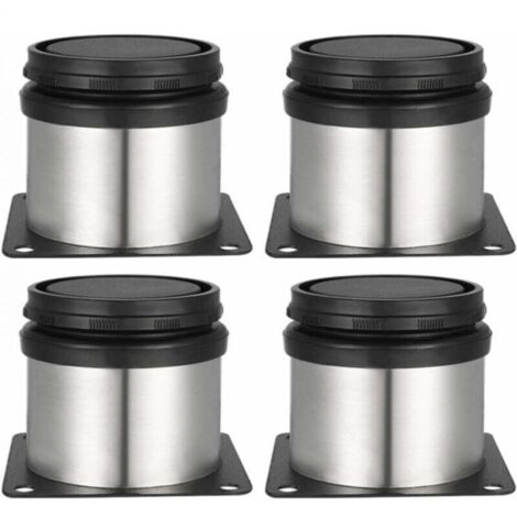 Lot de 4 pieds de meuble, 4 pieds réglables, hauteur 50 mm, pieds de meuble épais, acier inoxydable brossé, hauteur réglable 0-15 mm (1/4)