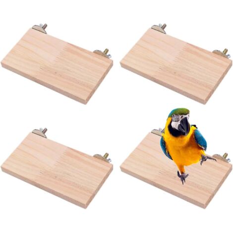 4 supports en bois pour oiseaux, perchoirs pour cages à perroquets, accessoires pour cages à oiseaux, perchoirs pour animaux de compagnie, perchoirs d'escalade, balançoires pour perroquets, aires de r (1/5)
