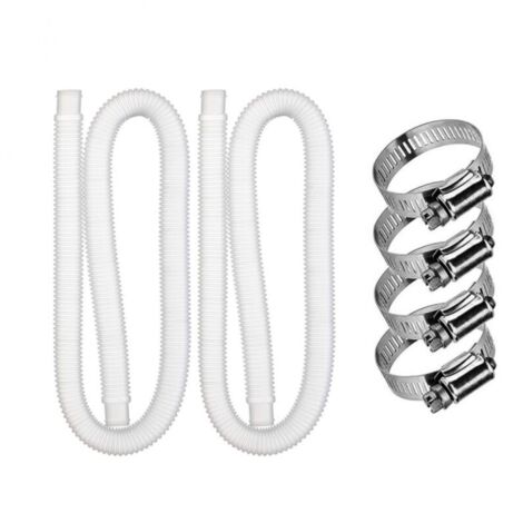 Tuyau de rechange pour piscines hors sol – 2 tuyaux souples pour pompe de filtration avec 4 colliers métalliques (diamètre : 32 mm, longueur : 1,5 m) (1/5)