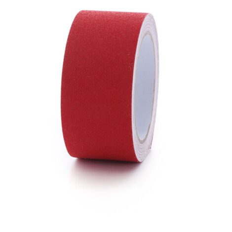 (Rouge 5 cm 5 m) Ruban antidérapant givré, adapté aux bandes de sécurité sur les escaliers, les marches et les sols intérieurs et extérieurs. (1/5)
