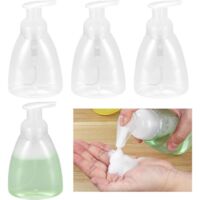 Lot de 4Distributeur de Savon Moussant 300ml avec Pompe Idéal pour Gel Douche et Liquide Vaisselle, Mural pour Cuisine et Salle de Bain