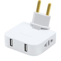 Prise Plate Derriere Meuble, avec 2 Prises de 220 V et 2 USB, Prise Plate avec Connexion Pivotante à 180, Adaptateur Européen et Américain