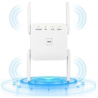 Répéteur WiFi AC1200 - Amplificateur WiFi avec Port Ethernet, Bouton WPS, Installation Facile, Compatible avec Box Internet