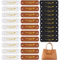 30 Étiquettes Faites Main, Étiquettes Cuir PU, Étiquettes Relief Fabriquées Main Avec Trous, Pour Tricot Et Crochet, Bricolage Étiquette Couture, Pour Sacs Jeans Chaussures