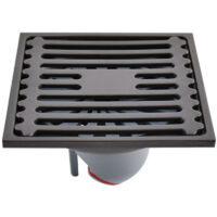 Bonde de Sol Carrée Acier Inoxydable Finition Gris Sablé, Anti-Odeur/Refoulement + Double Filtre, Salle de Bain Cuisine, 98x98mm, Tuyau 50-75mm