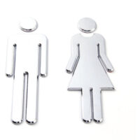 Plaque de porte WC hommes et femmes, 2 pièces - Panneaux de toilette argent pour hôtels, restaurants et entreprises