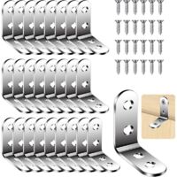 Lot de 26 Equerre d'assemblage, Équerre de Fixation en Forme de L, Équerres de Fixation, Équerre de Fixation en Métal, Equerre Inox pour la Fixation et la Réparation de Meubles(40x40x16mm)