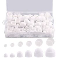 Cache-Écrou Hexagonal - 145 pièces, Cache-Écrou Hexagonal Bombé M4-M12 + Boîte Rangement - Blanc, Pour Meubles/Automobile