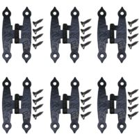 10 Pièces Armoire Antique Noire Porte Bagages Charnières Hinges Décoration Hinges avec Vis Charnières en Métal Charnière à Fleurs Quincaillerie Ancienne, 65 33mm